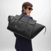 Luggage grande de piel de becerro granulada