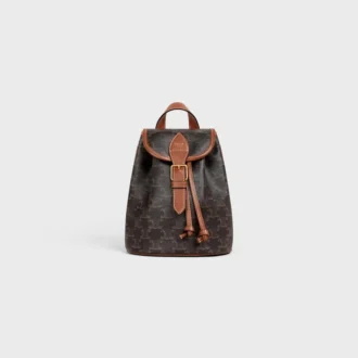 Mini mochila Folco en Triomphe Canvas y piel de becerro