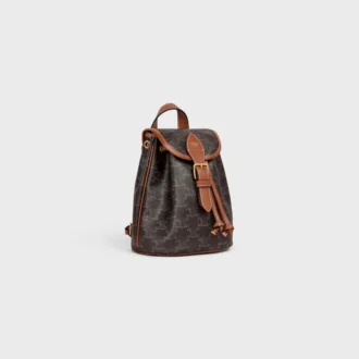 Mini mochila Folco en Triomphe Canvas y piel de becerro