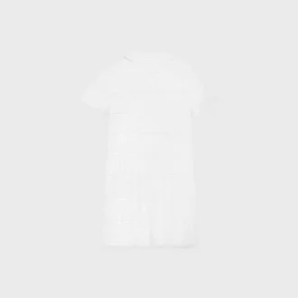 Minivestido con ribetes bordados en batista de algodón