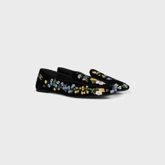 Mocasines Aura en terciopelo bordado con flores