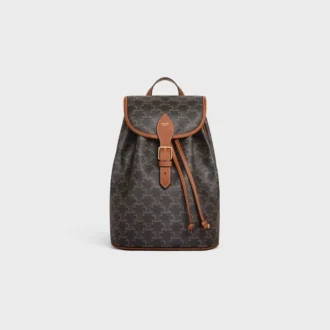 Mochila mediana Folco en Triomphe Canvas y piel de becerro