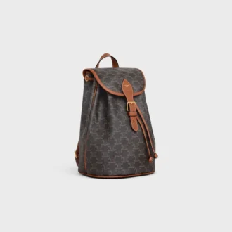 Mochila mediana Folco en Triomphe Canvas y piel de becerro