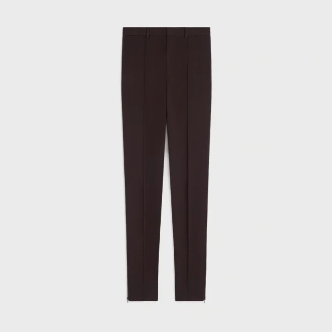 Pantalones ajustados de gabardina de lana elástica Pantalones ajustados de gabardina de lana elástica