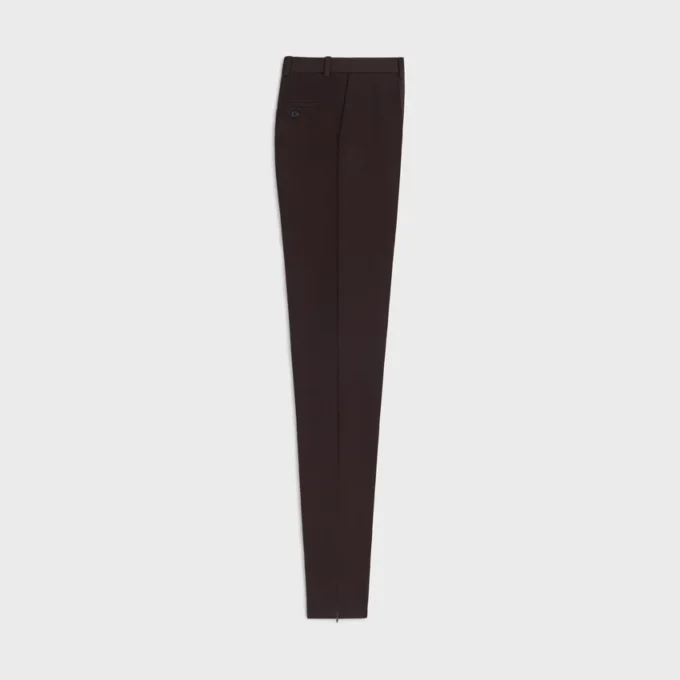 Pantalones ajustados de gabardina de lana elástica Pantalones ajustados de gabardina de lana elástica