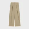 Pantalones plisados de gabardina de algodón y lana Pantalones plisados de gabardina de algodón y lana