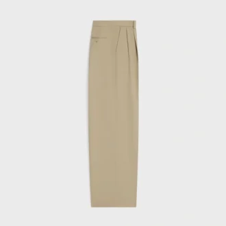 Pantalones plisados de gabardina de algodón y lana Pantalones plisados de gabardina de algodón y lana