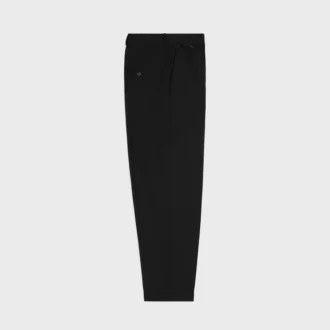 Pantalones plisados de gabardina de lana Pantalones plisados de gabardina de lana