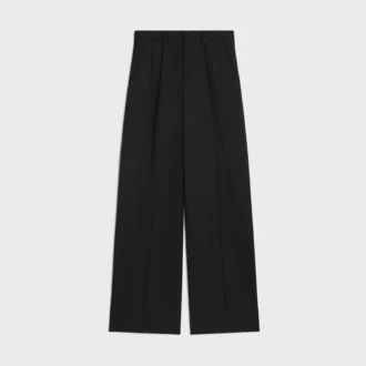 Pantalones plisados de gabardina de lana ligera Pantalones plisados de gabardina de lana ligera