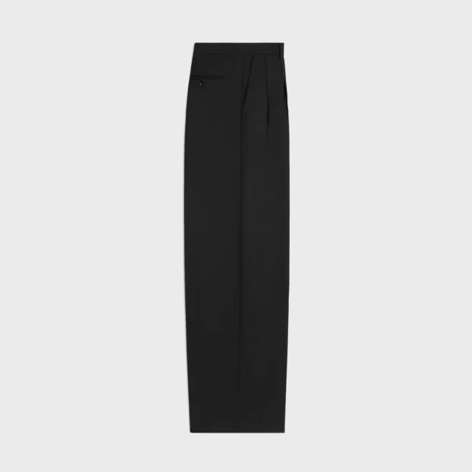 Pantalones plisados de gabardina de lana ligera
