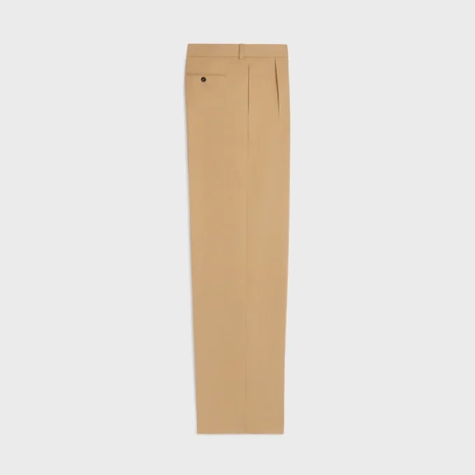 Pantalones plisados de lona de algodón Pantalones plisados de lona de algodón