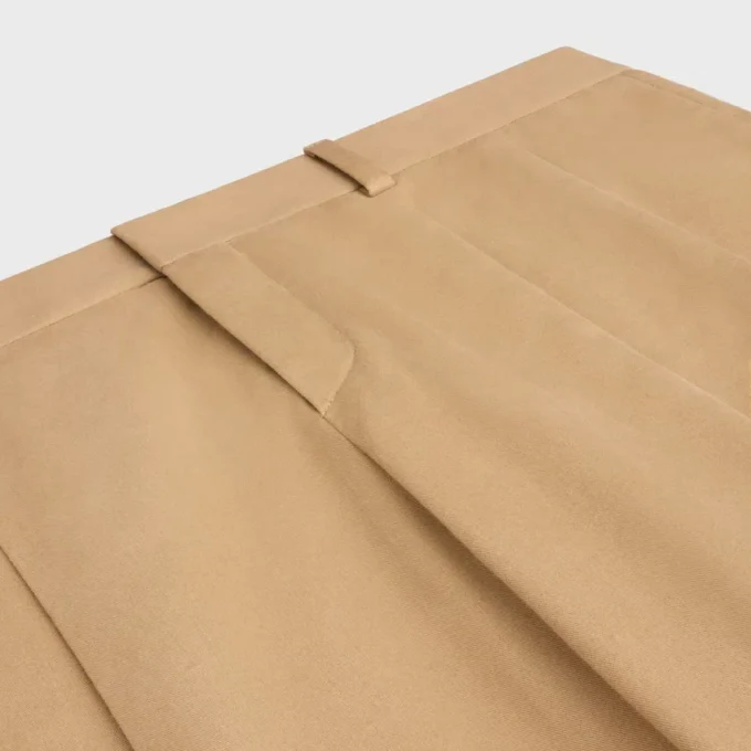 Pantalones plisados de lona de algodón Pantalones plisados de lona de algodón