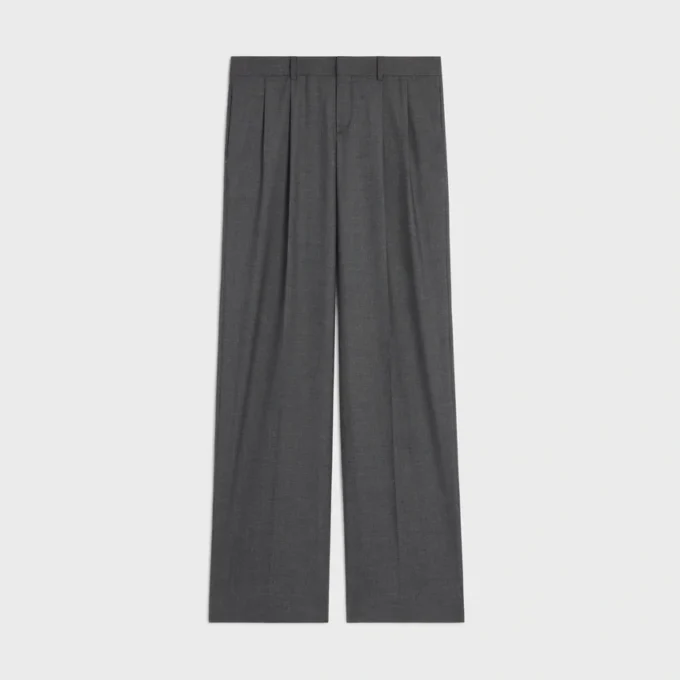 Pantalones plisados de lona de cachemira Pantalones plisados de lona de cachemira