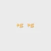 Pendientes de botón Triomphe con strass y latón con acabado dorado Pendientes de botón Triomphe con strass y latón con acabado dorado