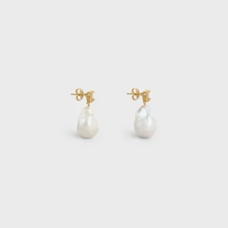 Pendientes Les Perles CELINE Baroque de latón con acabado dorado y perlas cultivadas