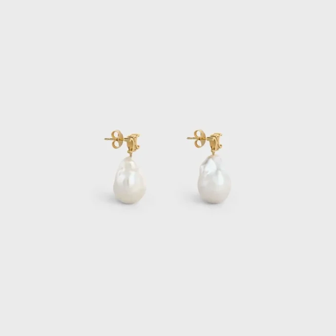 Pendientes Les Perles CELINE Baroque de latón con acabado dorado y perlas cultivadas Pendientes Les Perles CELINE Baroque de latón con acabado dorado y perlas cultivadas