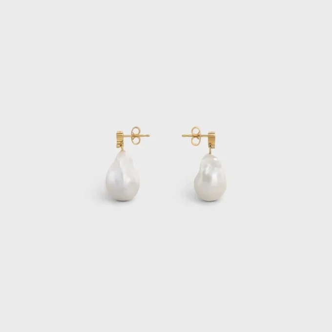 Pendientes Les Perles CELINE Baroque de latón con acabado dorado y perlas cultivadas Pendientes Les Perles CELINE Baroque de latón con acabado dorado y perlas cultivadas