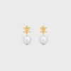 Pendientes Les Perles CELINE de latón con acabado dorado y perlas de resina Pendientes Les Perles CELINE de latón con acabado dorado y perlas de resina