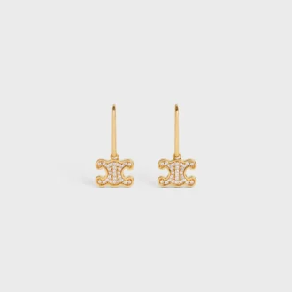 Pendientes Triomphe de strass en latón con acabado dorado y cristales