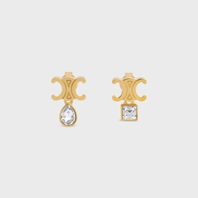 Pendientes Triomphe Twinkle en strass y latón con acabado dorado Pendientes Triomphe Twinkle en strass y latón con acabado dorado