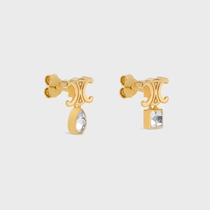 Pendientes Triomphe Twinkle en strass y latón con acabado dorado Pendientes Triomphe Twinkle en strass y latón con acabado dorado