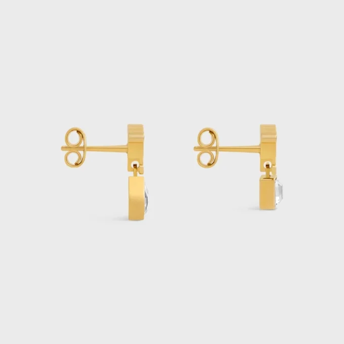 Pendientes Triomphe Twinkle en strass y latón con acabado dorado Pendientes Triomphe Twinkle en strass y latón con acabado dorado