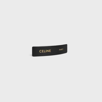 Pinza para el pelo CELINE Paris en piel de cordero, latón con acabado dorado y acero