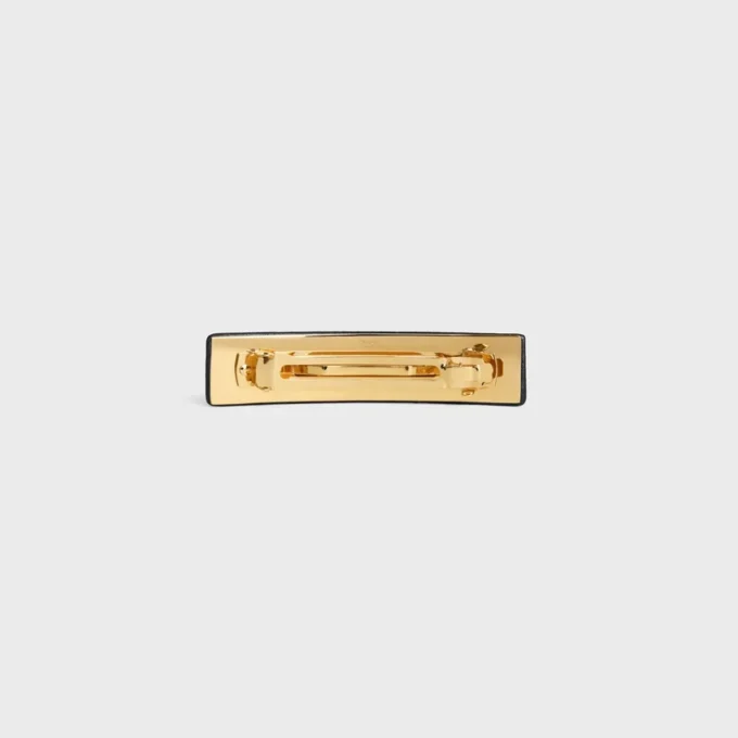 Pinza para el pelo CELINE Paris en piel de cordero, latón con acabado dorado y acero Pinza para el pelo CELINE Paris en piel de cordero, latón con acabado dorado y acero