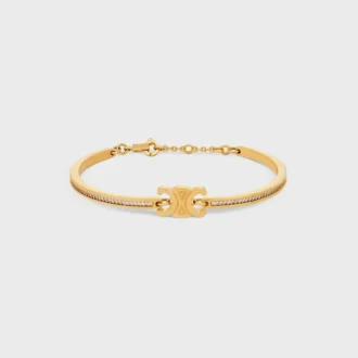 Pulsera articulada Triomphe con brillos, en strass y latón con acabado dorado