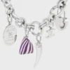 Pulsera gruesa Heritage con dijes en latón con acabado de rodio Pulsera gruesa Heritage con dijes en latón con acabado de rodio