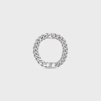 Pulsera Triomphe Gourmette de latón con acabado de rodio