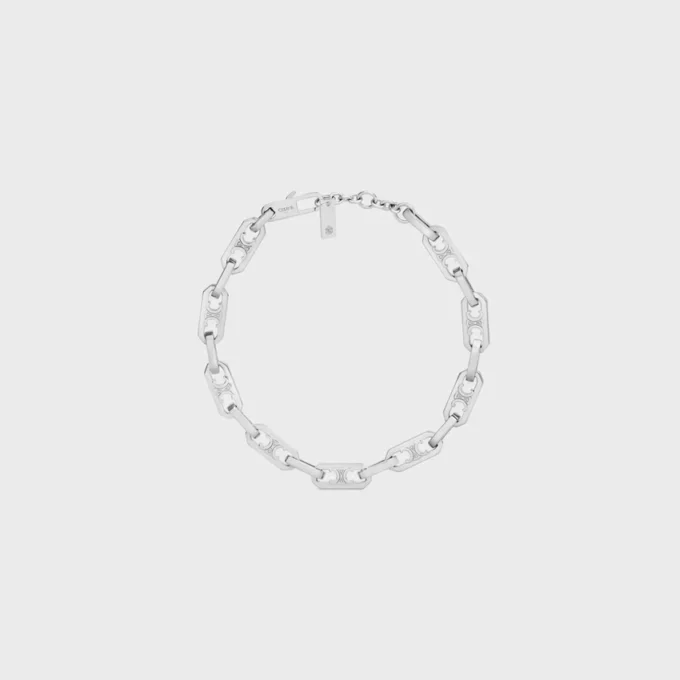 Pulsera Triomphe pequeña octogonal en latón con acabado de rodio Pulsera Triomphe pequeña octogonal en latón con acabado de rodio