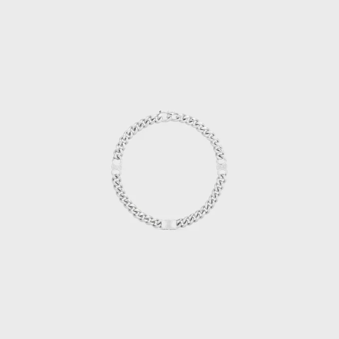 Pulsera Triomphe Small Gourmette de latón con acabado de rodio Pulsera Triomphe Small Gourmette de latón con acabado de rodio