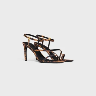 Sandalias CELINE Ava en tejido grosgrain con estampado de leopardo