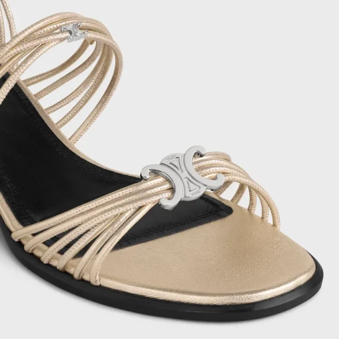 Sandalias de tacón CléMence en piel de cordero laminada Sandalias de tacón CléMence en piel de cordero laminada