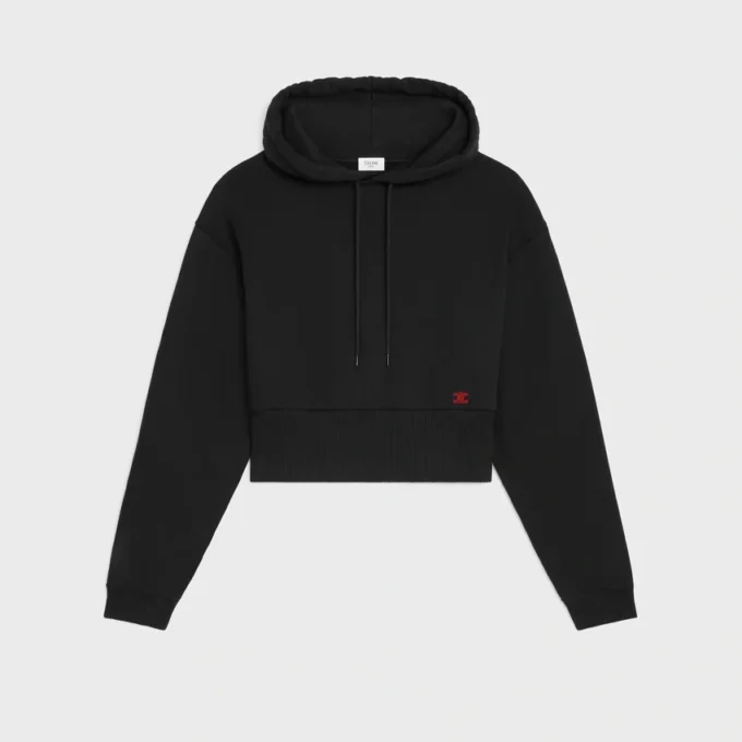 Sudadera con capucha corta de felpa de algodón