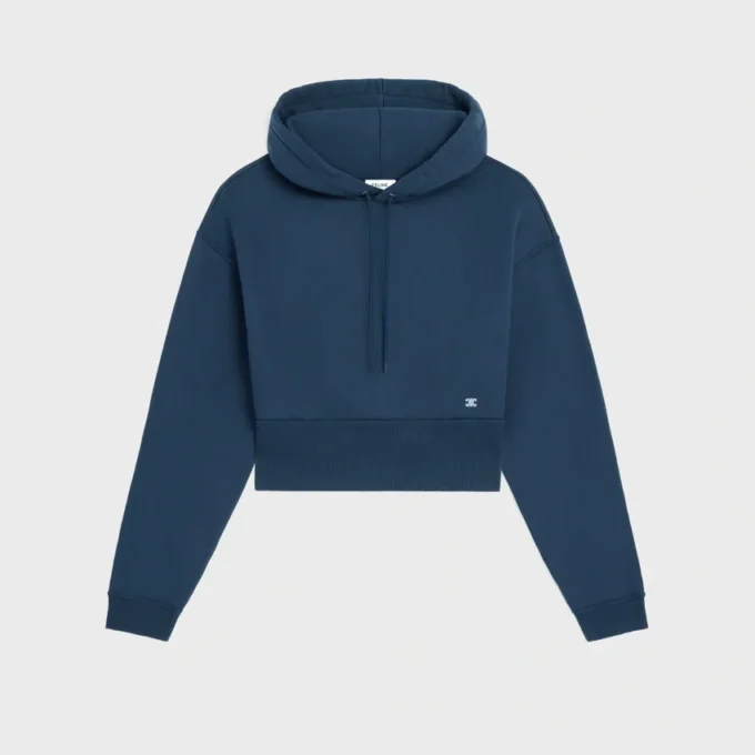 Sudadera con capucha corta de felpa de algodón