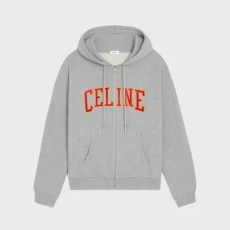 Sudadera con capucha holgada y cremallera en felpa de algodón
