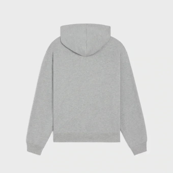 Sudadera con capucha holgada y cremallera en felpa de algodón Sudadera con capucha holgada y cremallera en felpa de algodón