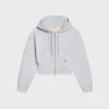 Sudadera con capucha y cremallera corta de felpa de algodón Sudadera con capucha y cremallera corta de felpa de algodón