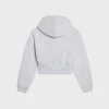 Sudadera con capucha y cremallera corta de felpa de algodón Sudadera con capucha y cremallera corta de felpa de algodón