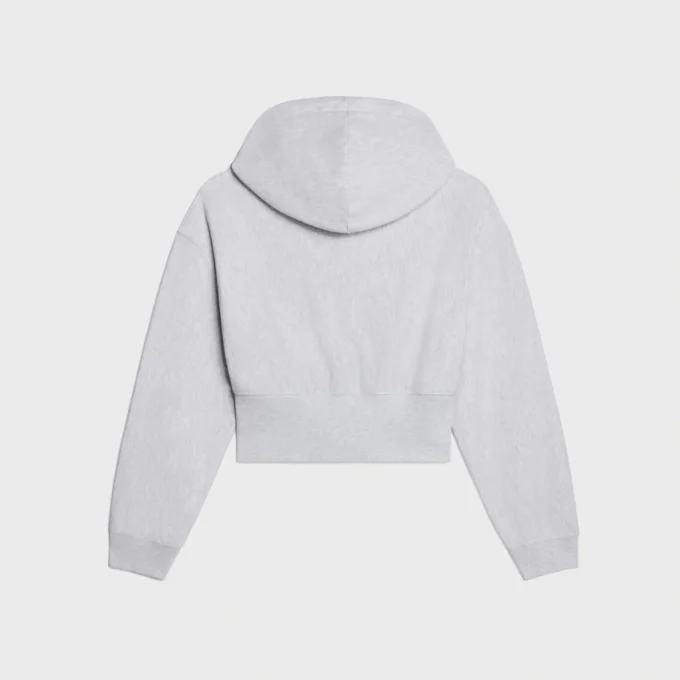 Sudadera con capucha y cremallera corta de felpa de algodón Sudadera con capucha y cremallera corta de felpa de algodón
