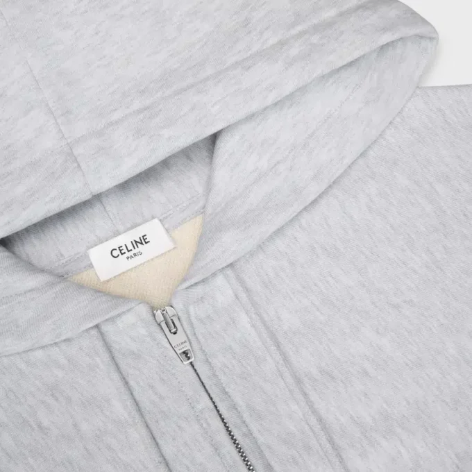 Sudadera con capucha y cremallera corta de felpa de algodón Sudadera con capucha y cremallera corta de felpa de algodón