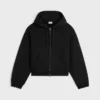 Sudadera con capucha y cremallera de felpa de algodón Sudadera con capucha y cremallera de felpa de algodón