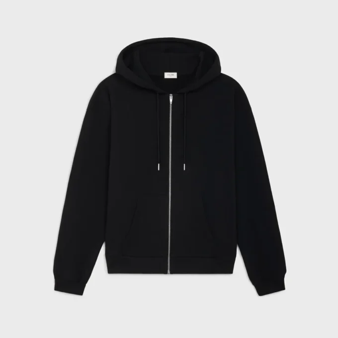 Sudadera con capucha y cremallera de felpa de algodón Sudadera con capucha y cremallera de felpa de algodón