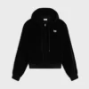 Sudadera holgada con cremallera en jersey de terciopelo Sudadera holgada con cremallera en jersey de terciopelo
