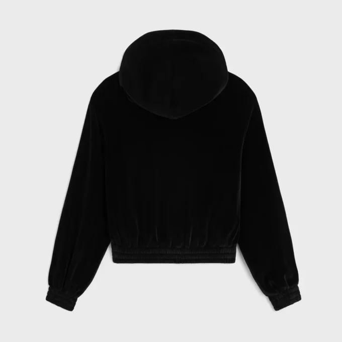Sudadera holgada con cremallera en jersey de terciopelo Sudadera holgada con cremallera en jersey de terciopelo