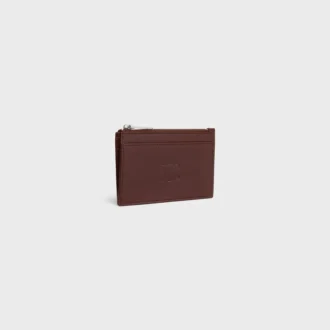 Tarjetero con cremallera en piel de becerro satinada con el logotipo Triomphe grabado