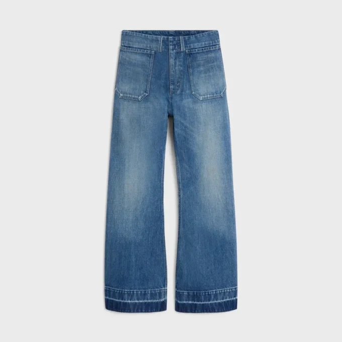 Vaqueros acampanados 002 en denim de algodón ligero Vaqueros acampanados 002 en denim de algodón ligero