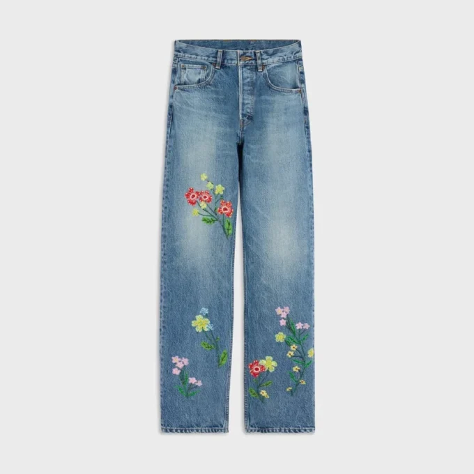Vaqueros boyfriend bordados 001 en denim de algodón Vaqueros boyfriend bordados 001 en denim de algodón